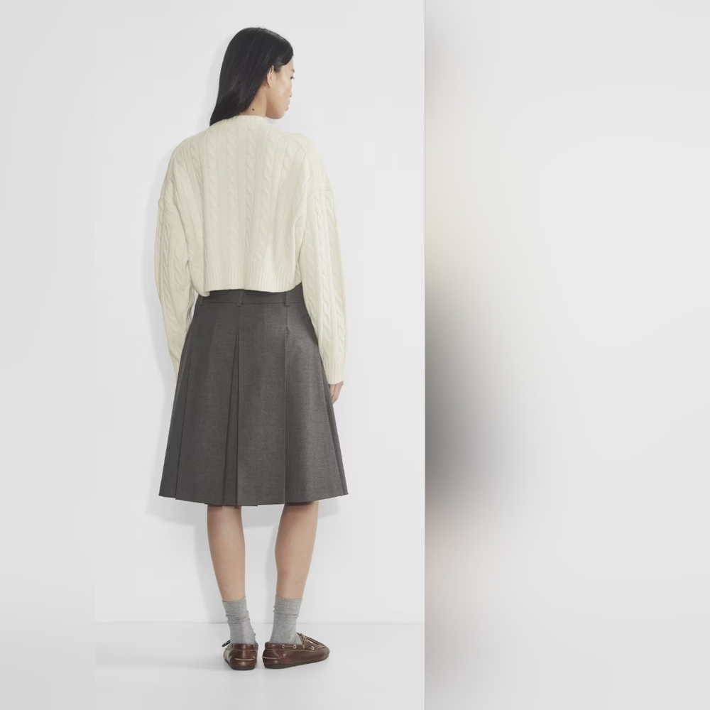 Aritzia Sunday Best Peggy Cropped Sweater, Wool Cotton, Cream, Oversized Size XS - Picture 8 of 12